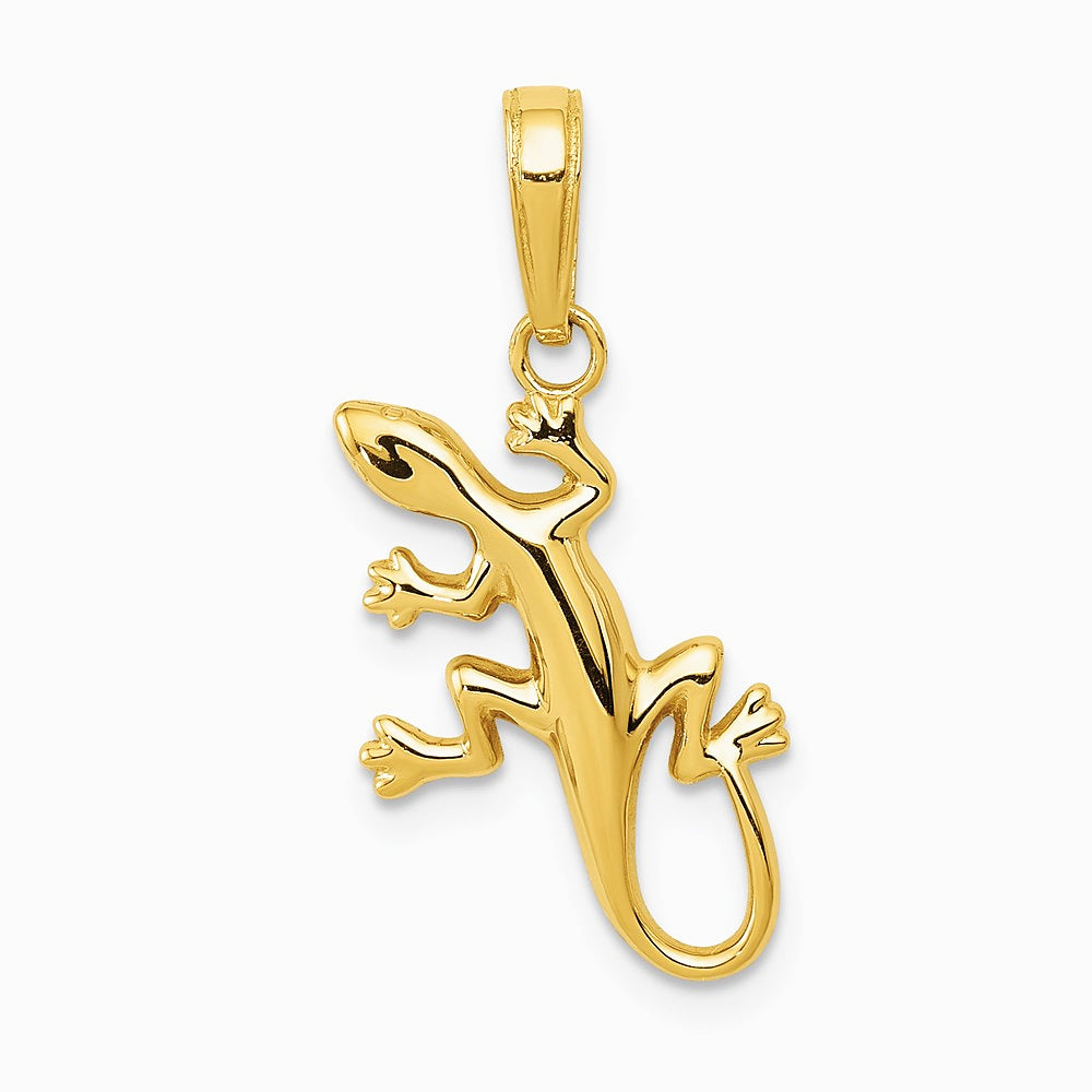 10K / 14K Yellow Gold Gecko Pendant - Product Photo