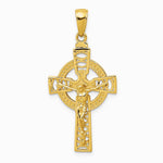 10K / 14K Yellow Gold Polished Celtic Crucifix Pendant - Product Photo
