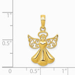 10K / 14K Yellow Gold Polished Textured Guardian Angel W/Heart Pendant - Product Photo