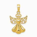 10K / 14K Yellow Gold Polished Textured Guardian Angel W/Heart Pendant - Product Photo