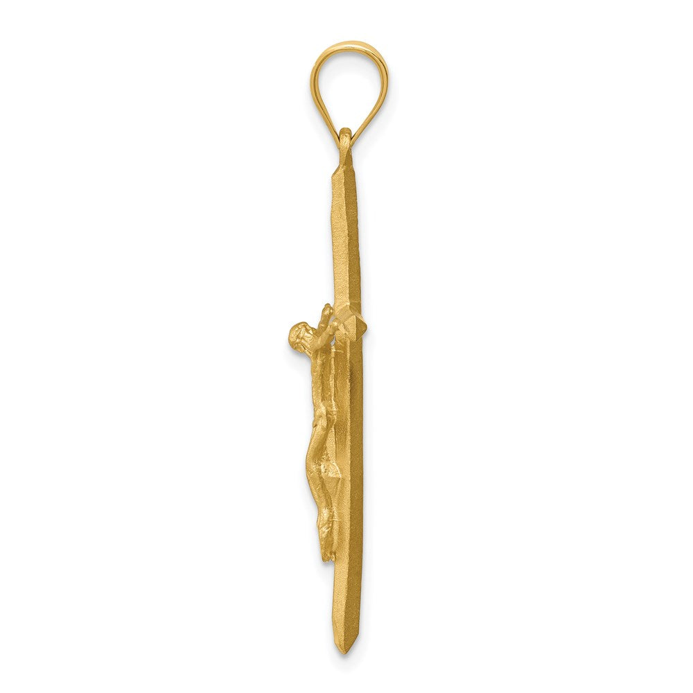 14K Brushed & Diamond-cut Crucifix Cross Pendant - Product Photo