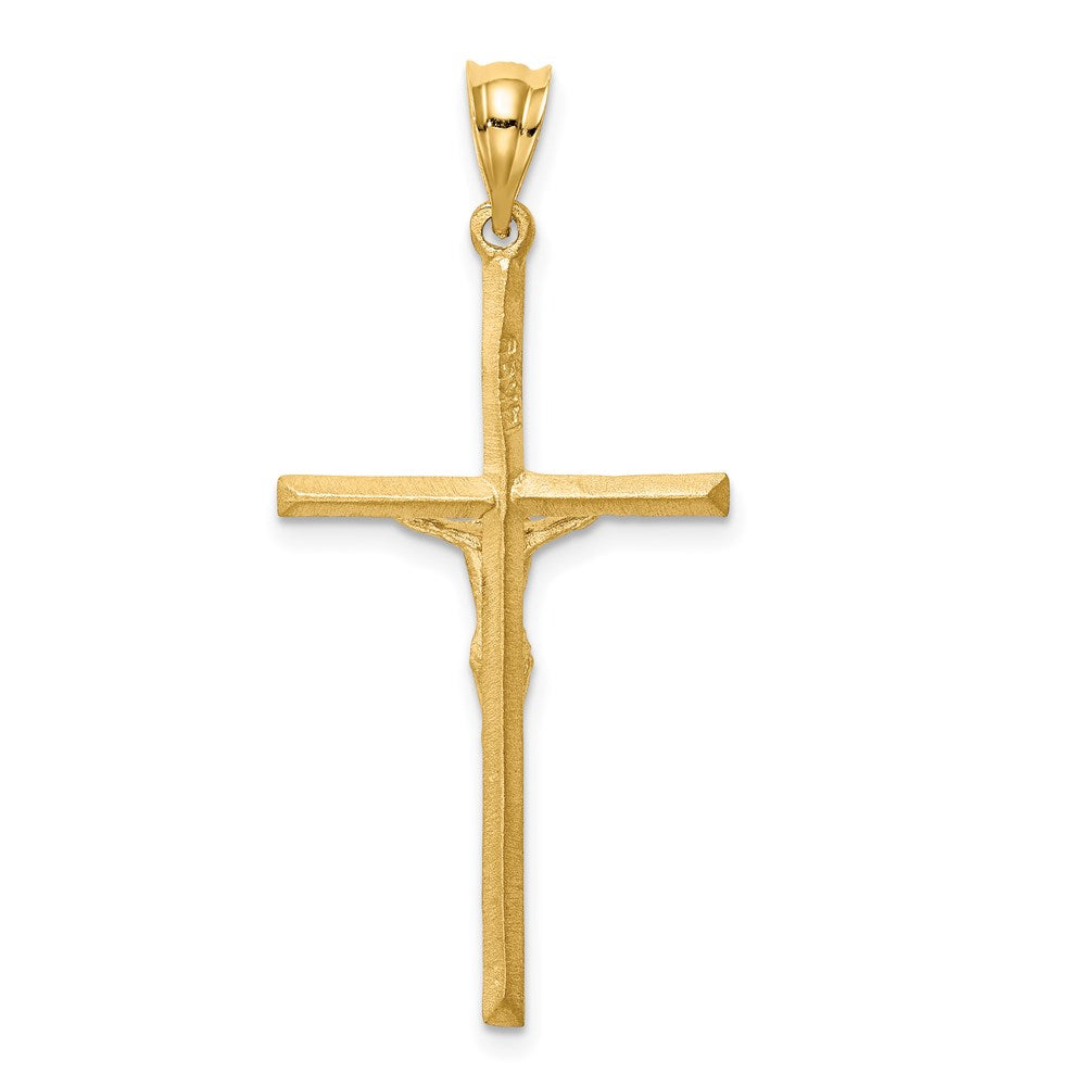 14K Brushed & Diamond-cut Crucifix Cross Pendant - Product Photo