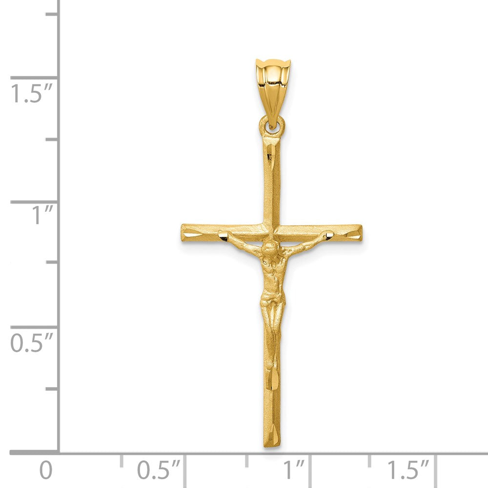 14K Brushed & Diamond-cut Crucifix Cross Pendant - Product Photo
