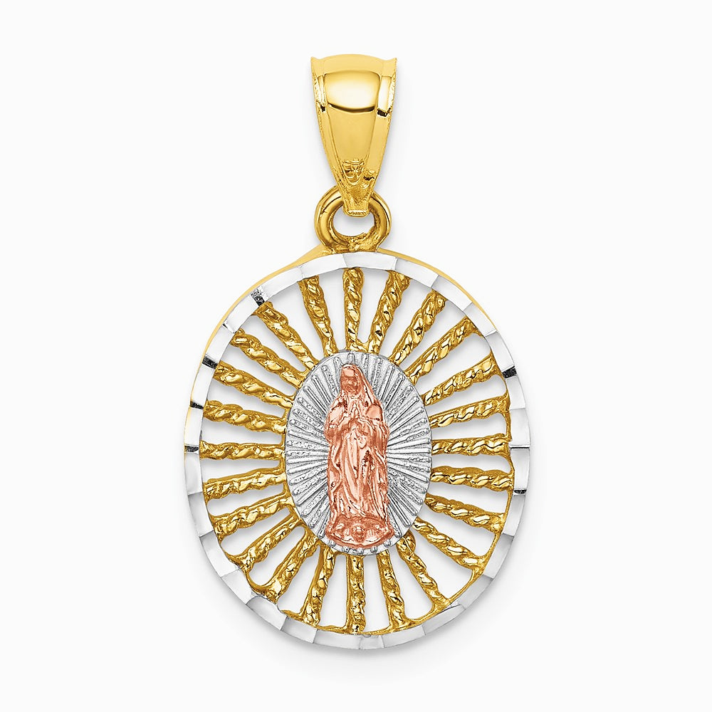 14K Two-tone & White Rhodium Polished Guadalupe Pendant