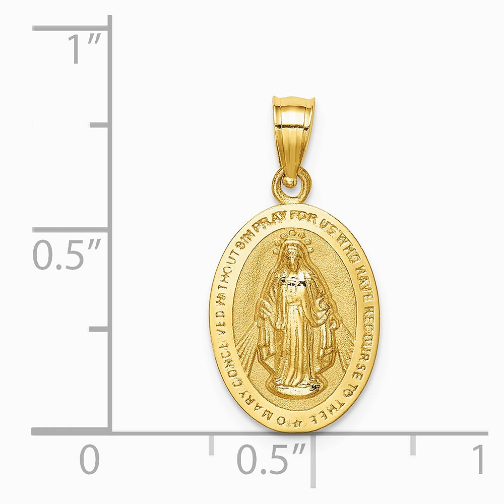 14K Yellow Gold Polished Miraculous Medal Pendant - Product Photo