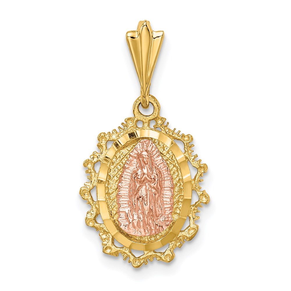 14K Two-tone Polished St. Mary Medal Pendant - Product Photo