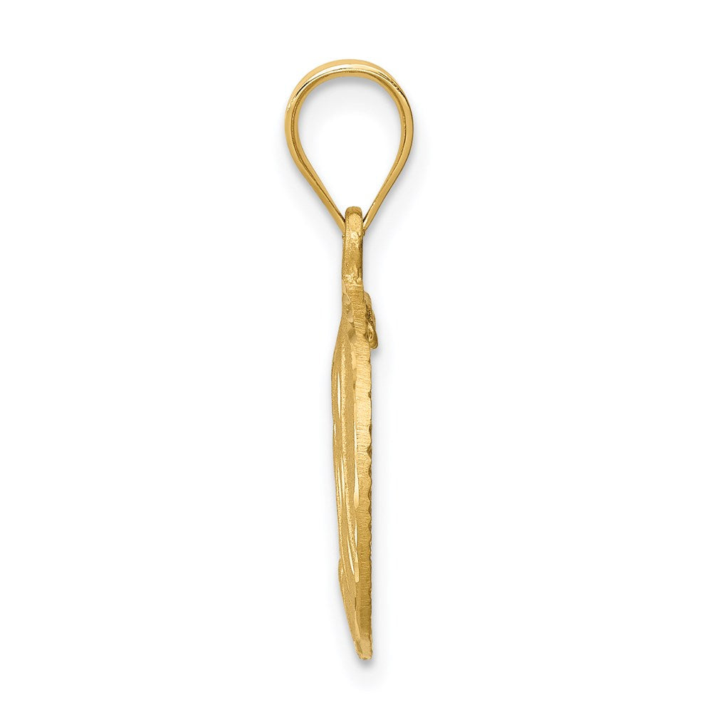 14K Brushed Diamond-Cut Virgin Mary Pendant - Product Photo