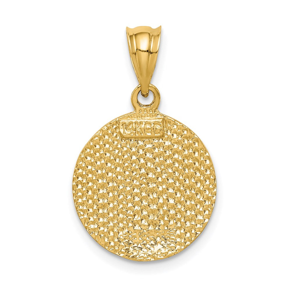 14K Brushed Diamond-Cut Virgin Mary Pendant - Product Photo