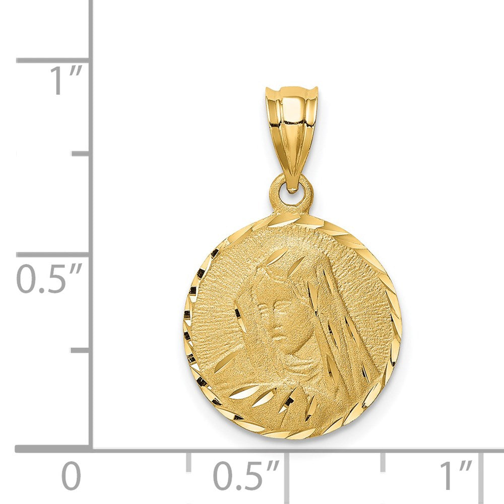 14K Brushed Diamond-Cut Virgin Mary Pendant - Product Photo