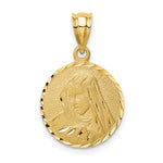 14K Brushed Diamond-Cut Virgin Mary Pendant - Product Photo