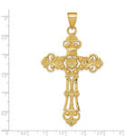 14K Yellow Gold Fleur De Lis Large Cross Pendant - Product Photo