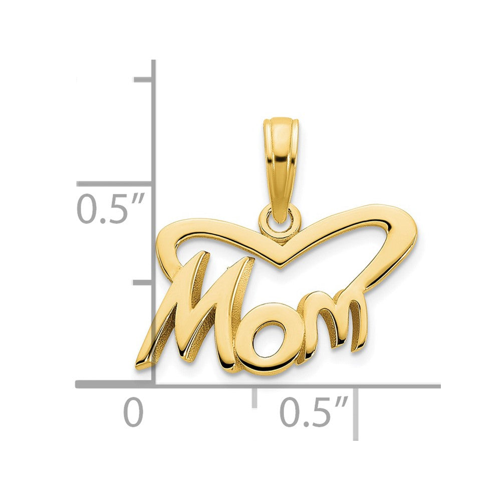 14K Yellow Gold MOM Heart Pendant - Product Photo