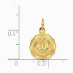 10K / 14K Yellow Gold Baptism Spanish Recuerdo Del Bautismo on Back Charm - Product Photo