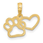 14K Polished Fancy Heart and Paw Charm - Product Photo