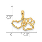 14K Polished Fancy Heart and Paw Charm - Product Photo