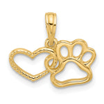 14K Polished Fancy Heart and Paw Charm - Product Photo