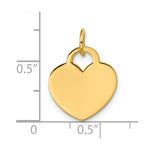 14K Polished Heart Shaped Disc Pendant - Product Photo