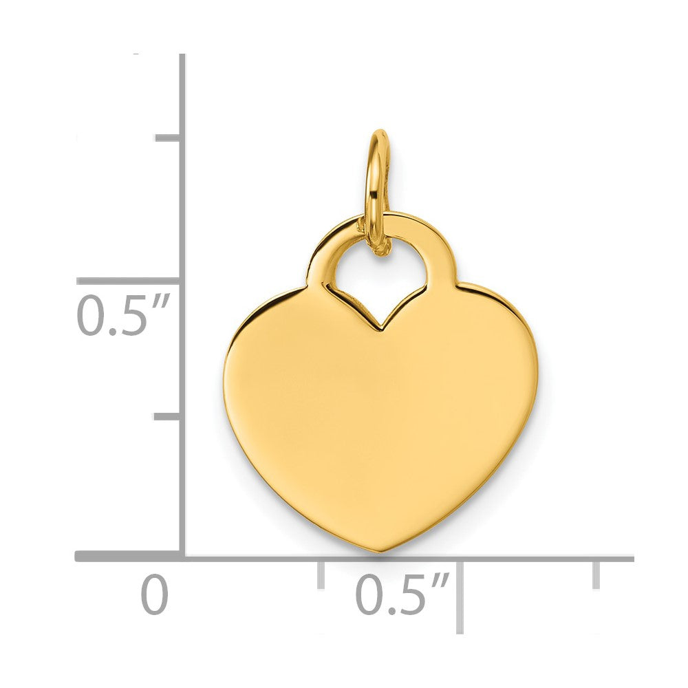 14K Polished Heart Shaped Disc Pendant - Product Photo