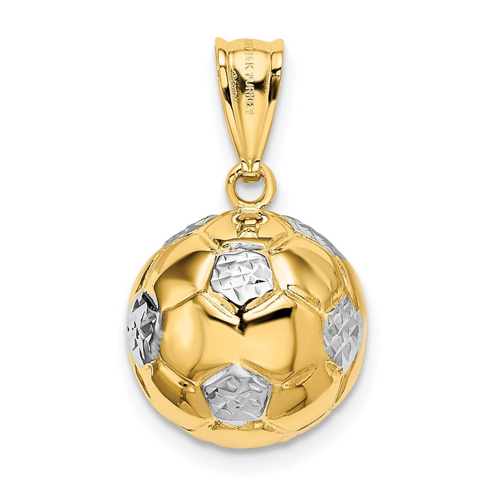 14K w/Rhodium Soccer Ball Pendant - Product Photo