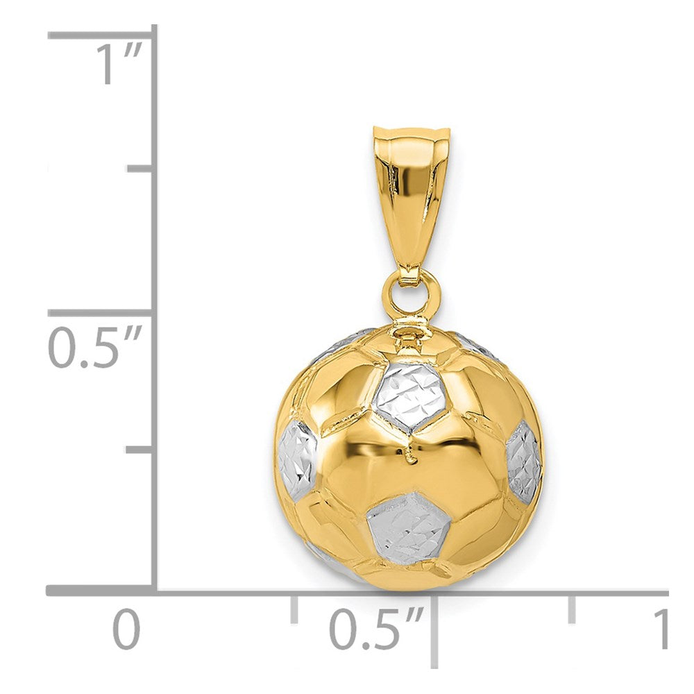 14K w/Rhodium Soccer Ball Pendant - Product Photo