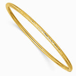 14K Yellow Gold 3mm Diamond-cut Tube Slip-on Bangle - Product Photo