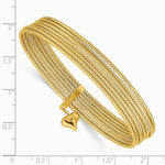 14K Yellow Gold w/ Dangle Heart Slip-on Set of 7 Textured Bangles - Product Photo