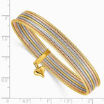 14K Tri-Color w/ Dangle Heart Tri-color Set of 7 Textured Slip-on Bangles - Product Photo