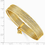 14K Yellow Gold Oversized w/ Dangle Heart Set of 7 Slip-on Textured Bangles - Product Photo