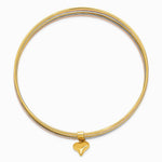 14K Tri-Color w/ Dangle Heart Tri-color Oversized Set of 7 Txtrd Slip-on Bangles - Product Photo