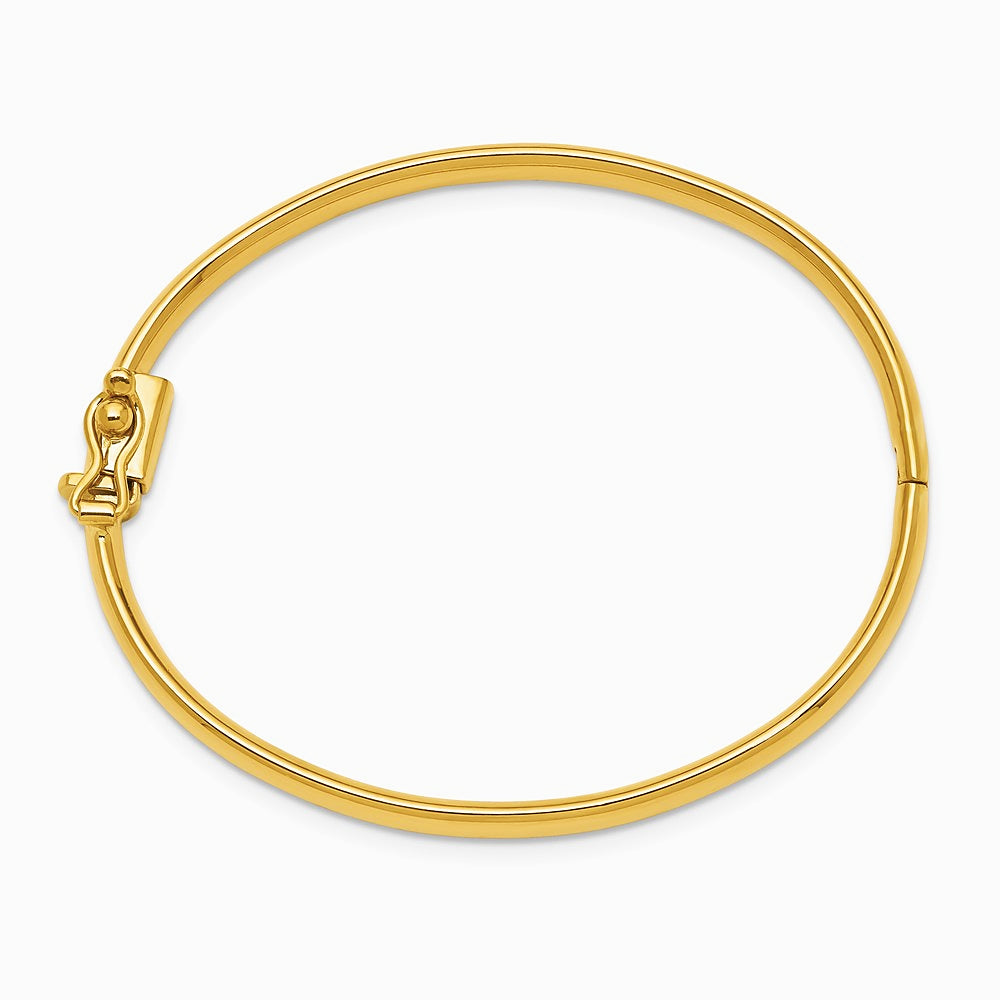 14K Yellow Gold Polished Hinged Safety Clasp Baby Bangle - Product Photo