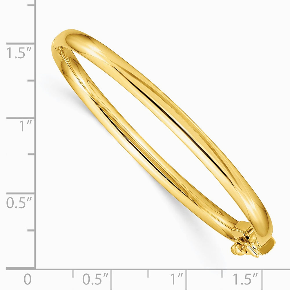 14K Yellow Gold Polished Hinged Safety Clasp Baby Bangle - Product Photo