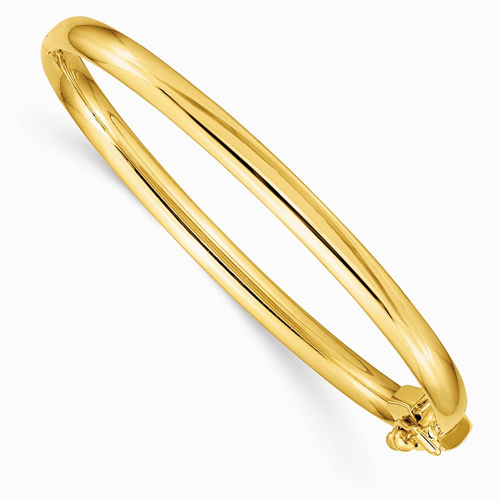 14K Yellow Gold Polished Hinged Safety Clasp Baby Bangle - Product Photo