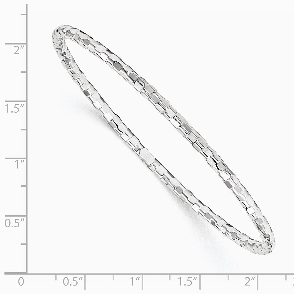 14K White Gold Textured Slip-on Bangle Bracelet - Product Photo