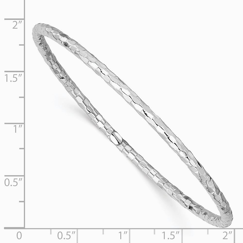 14K White Gold Textured Slip-on Bangle Bracelet - Product Photo