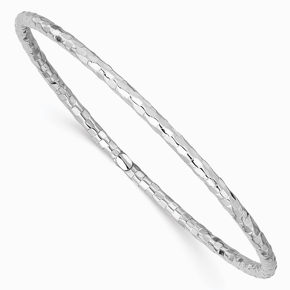 14K White Gold Textured Slip-on Bangle Bracelet