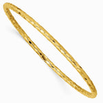 14K Yellow Gold Polished Textured Slip-on Bangle Bracelet - Product Photo