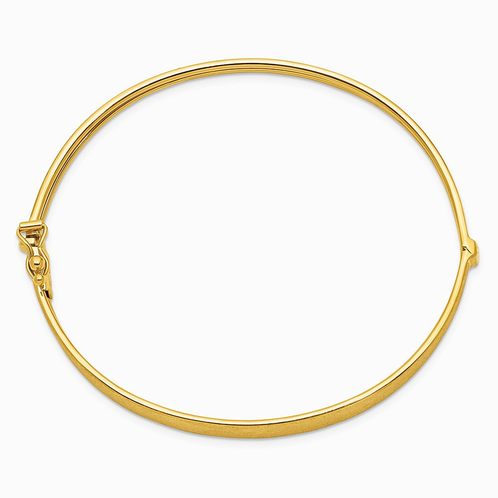 14K Yellow Gold Satin Finish Graduated Hinged Bangle - Product Photo