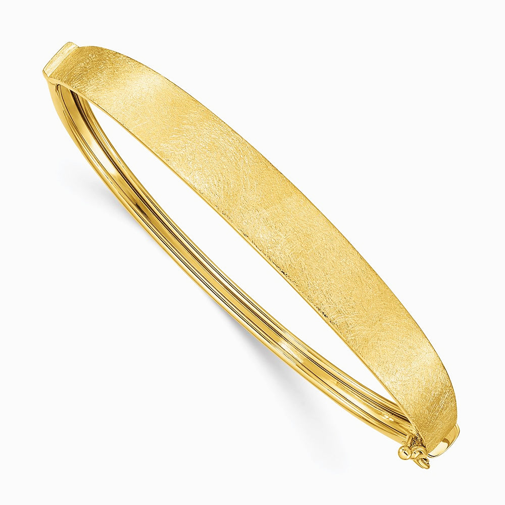 14K Yellow Gold Satin Finish Graduated Hinged Bangle - Product Photo