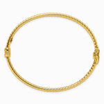 14K Yellow Gold Polished and Textured Hinged Bangle Bracelet - Product Photo