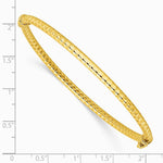 14K Yellow Gold Polished and Textured Hinged Bangle Bracelet - Product Photo