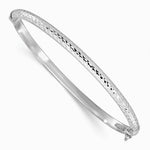 14K White Gold Diamond Cut 4mm Hinged Bangle - Product Photo