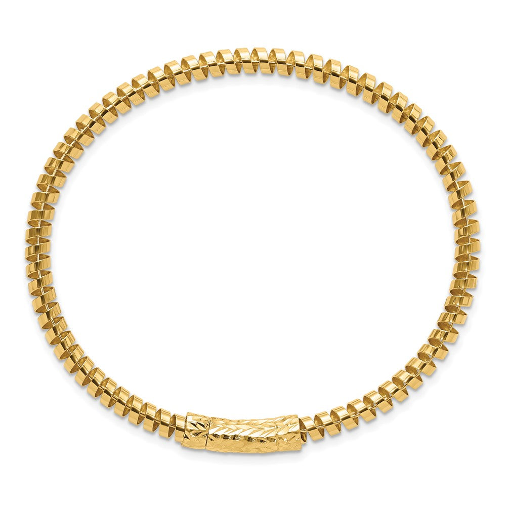 14K Polished and Diamond-cut Fancy Spiral Bangle - Product Photo