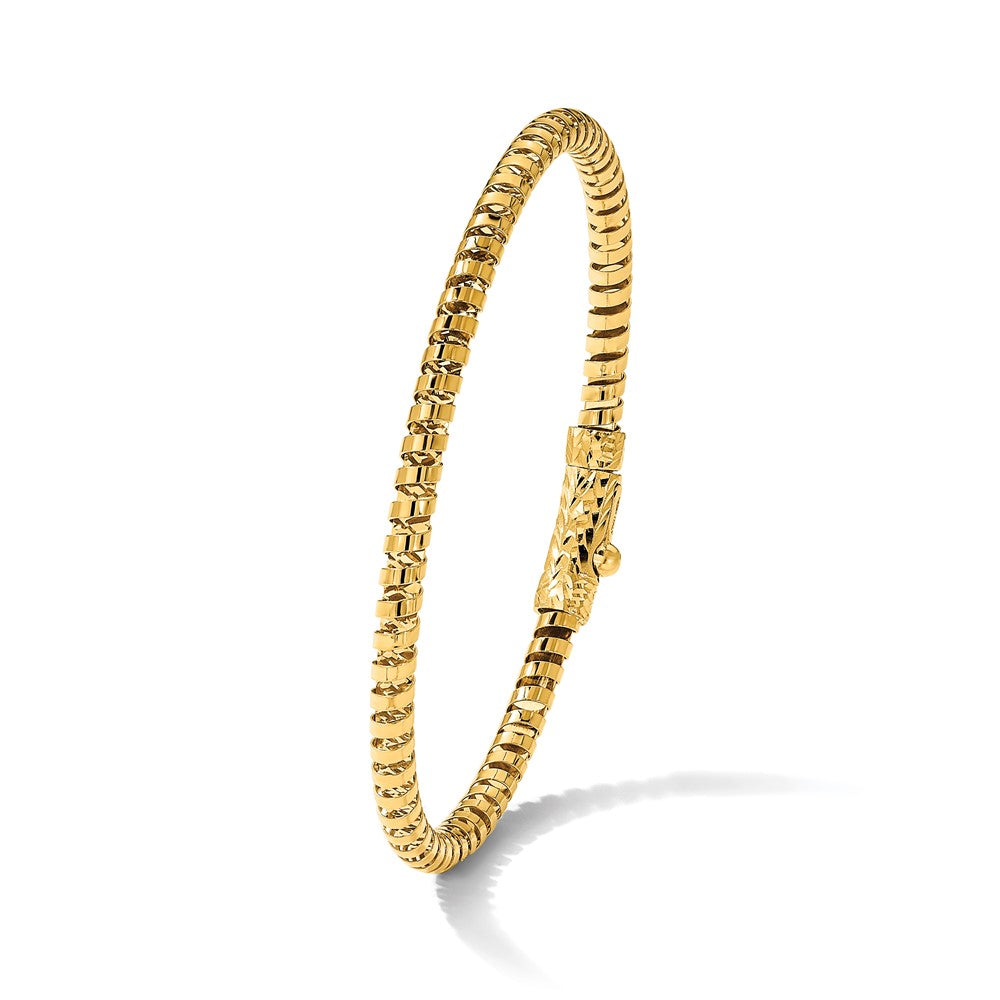 14K Polished and Diamond-cut Fancy Spiral Bangle - Product Photo