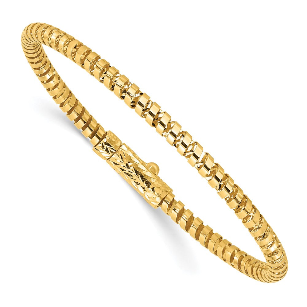 14K Polished and Diamond-cut Fancy Spiral Bangle - Product Photo