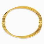 14K Yellow Gold Polished and Textured Twisted Hinged Bangle - Product Photo