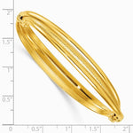 14K Yellow Gold Polished and Textured Twisted Hinged Bangle - Product Photo