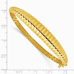 14K Yellow Gold Polished and Textured Graduated Hinged Bangle - Product Photo