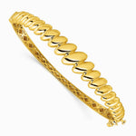 14K Yellow Gold Polished Graduated Oval Fancy Hinged Bangle - Product Photo