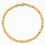 14K Yellow Gold Polished Diamond-cut and Beaded 7 Inch Bracelet - Product Photo