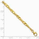 14K Yellow Gold Polished Diamond-cut and Beaded 7 Inch Bracelet - Product Photo